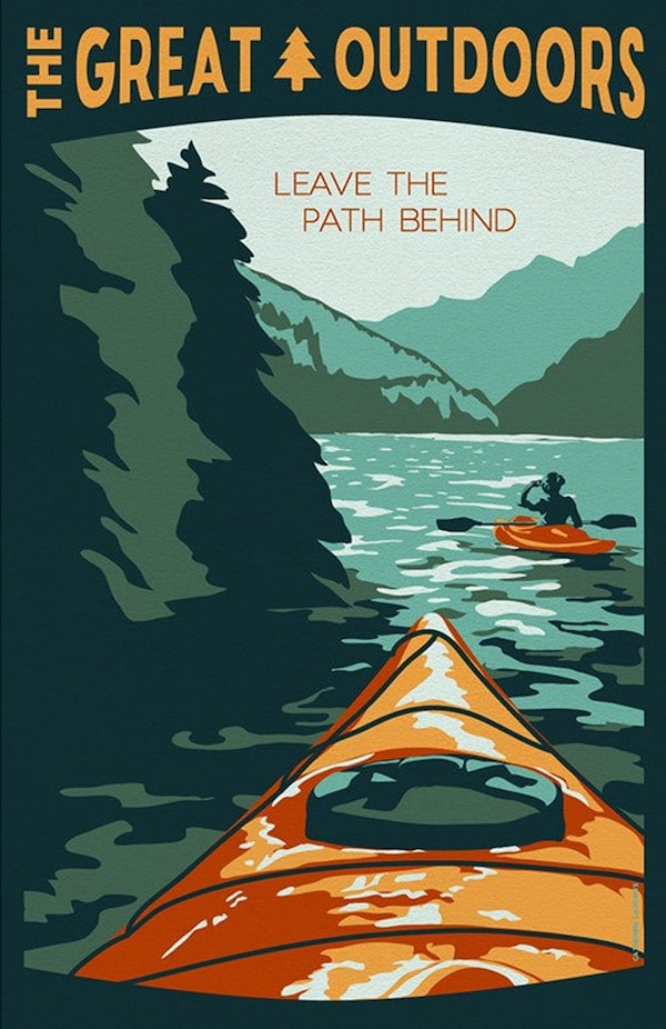 affiche kayak lac canada