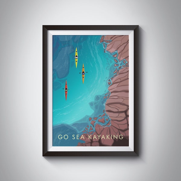 affiche kayak mer