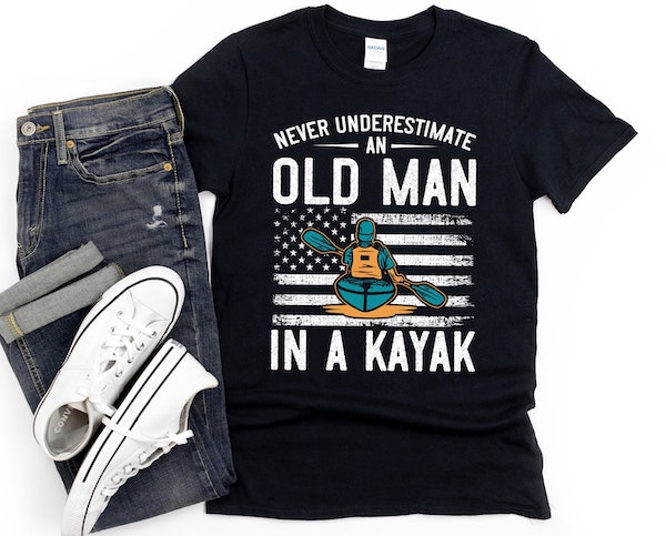 tee shirt old man kayak
